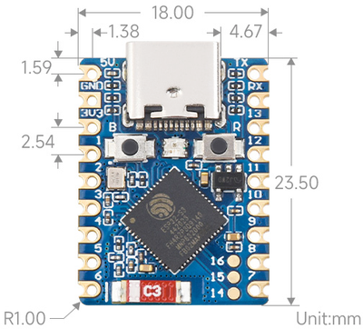 Размеры ESP32-S3-Zero