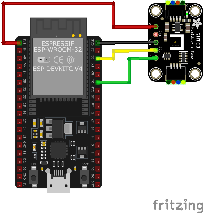 Схема подключения SHTC3 к ESP32