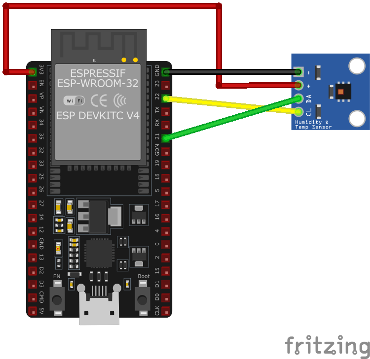 Схема подключения ESP32 к HDC1080